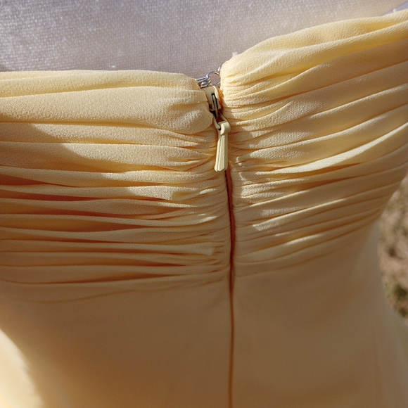 David's Bridal Canary Yellow Strapless Midi Dress - Picture 11 of 16